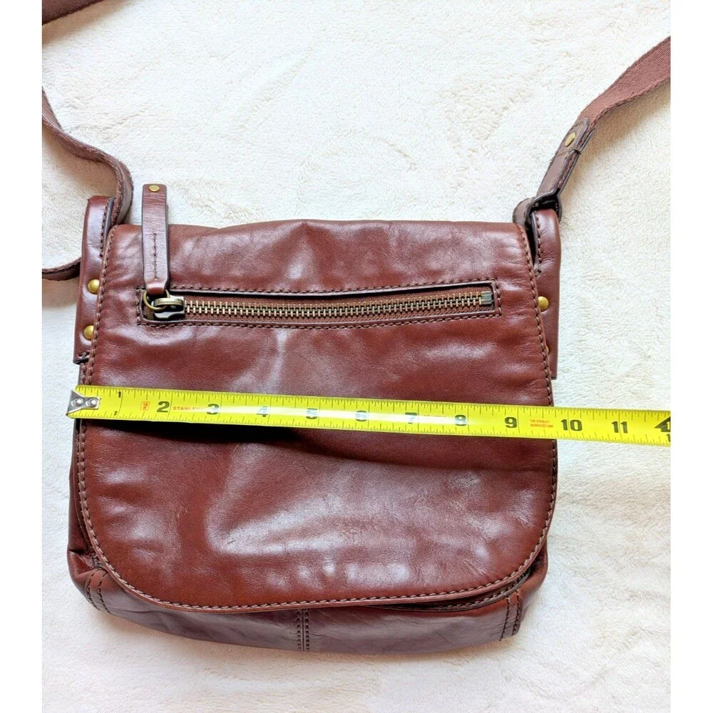 Fossil Brown Leather Saddle Crossbody Messenger Flap Bag